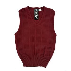 TURN ABOUT Vintage Mens XL Maroon Light Weight Acrylic Sweater Vest USA Made NOS